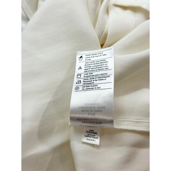 Vince NWT Womens Long Sleeve Silk Rayon Blouse Button Down Collared Ivory Size L - Picture 9 of 10
